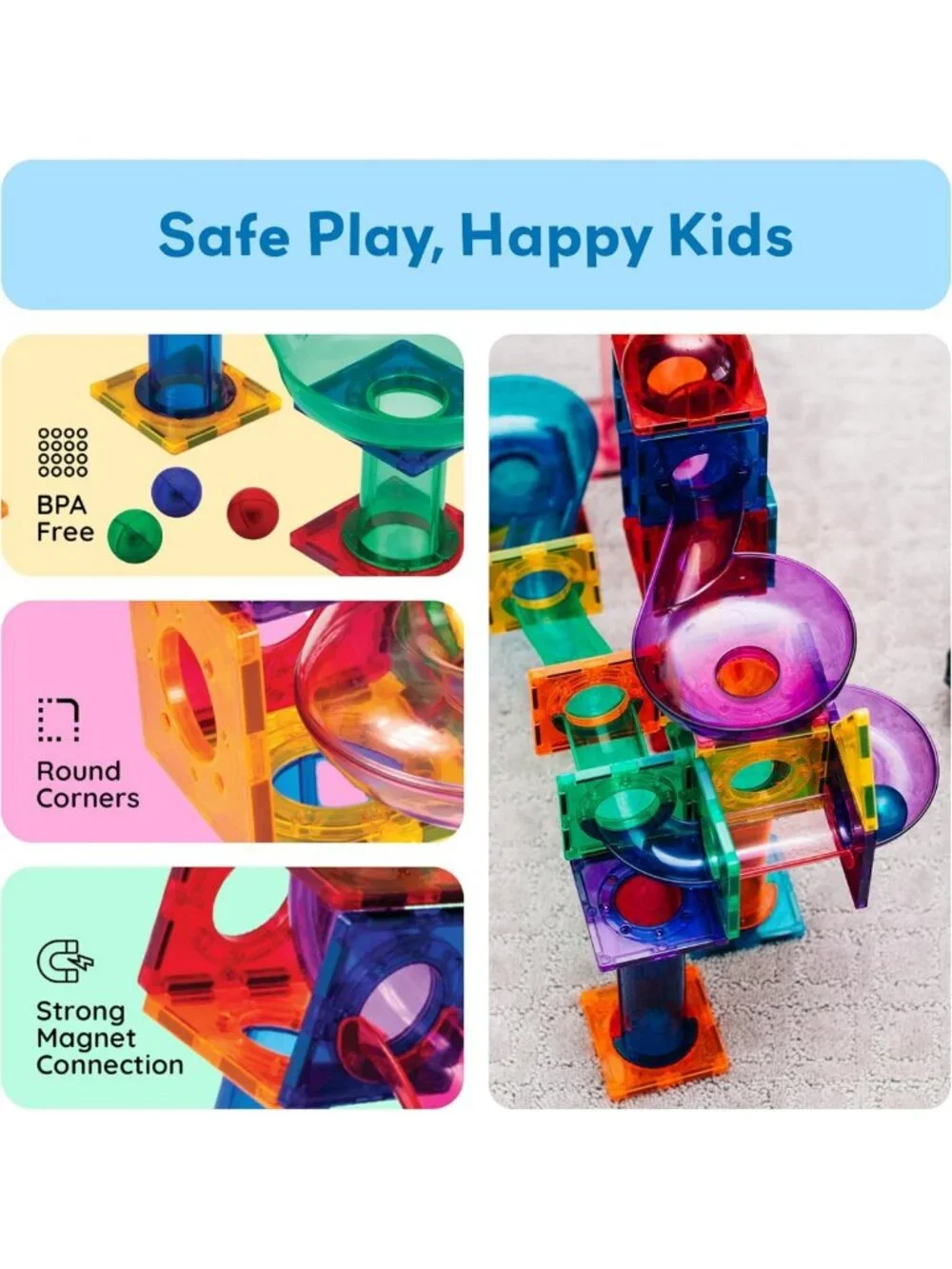 100-Piece Magnetic Marble Run & Race Track Set - STEM Toy for Ages 3